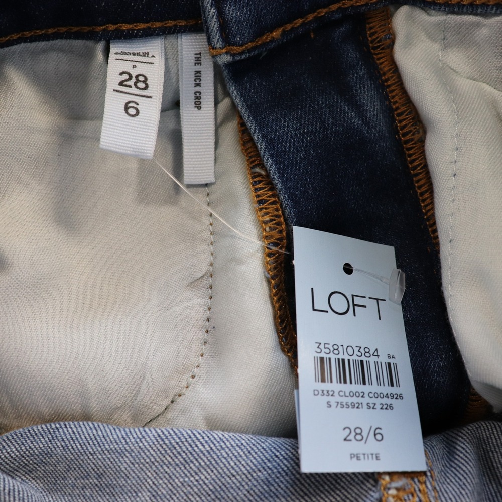 LOFT Medium Blue High Rise The Kick Crop Petite Jeans 28/6P - Picture 6 of 11